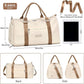 FIORETTO Womens Gym Tote Duffle Bag with Wet Pocket & Shoe Compartment, Sports Duffel Overnight Weekender Hospital Workout Carry on Bag for Girls, Ideal for Travel, Swimming, Dance, Ballet Beige