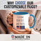 Ship Next Day Custom Mug Design Your Own Photo Text Personalized Picture Gifts for Women Men Customized Gifts Idea Personalized Coffee Mugs 15oz Blue Handle