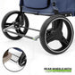 Magshion Pet Stroller for Medium Dogs w/Adjustable Handle, 3-Wheel Dog Cat Wagon w/Dual Entry, Rear Storage, Breathable Mesh, One-Foot Brake, Ideal for Large Pets up to 55 lbs, Navy Blue