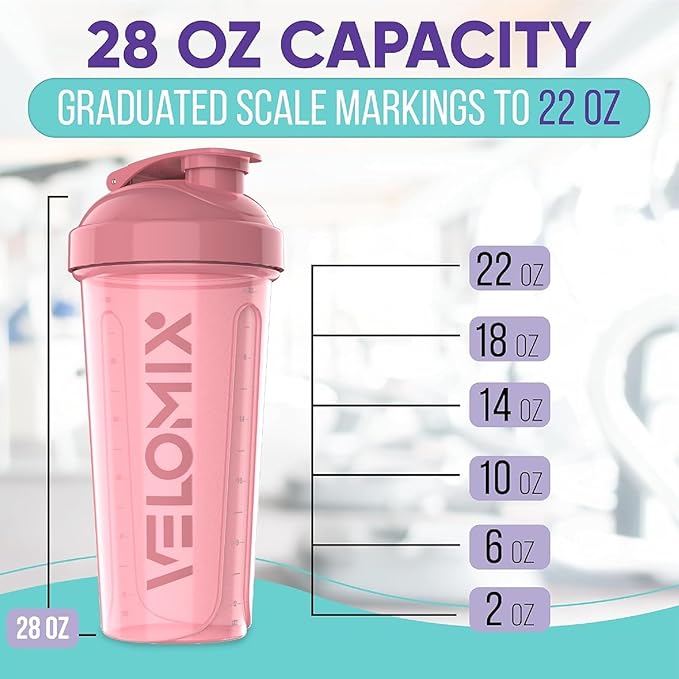 '-6 PACK- 28 oz Protein Shaker Bottle for Protein Mixes - 6x Wire Whisk | Leak Proof Shaker Cups for Protein Shakes | Protein Shaker Bottle Pack | Protein Shake Cup (Dynamic Fuel Series)
