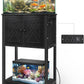 5-10 Gallon Fish Tank Stand, Heavy Duty Aquarium Stand with Cabinet & Power Outlets for Fish Tank Accessories Storage, Double Tank Stand 20.5" L* 11" W Tabletop, 220LBS Capacity Black