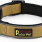 Plutus Pet Tactical Dog Collar, Reflective, Adjustable Heavy Duty Dog Collar, Soft Padded and Comfortable, for Small Medium and Large Dogs (Brown, S)