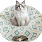 Cat Tunnel Bed with Soft Cushion, Cat Donut Tunnels for Indoor Cats, Peekaboo Cat Cave Toy, Multifunctional Playground Toys for Kittens, Rabbit, Blue Jacquard Pattern