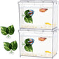 Mini Betta Fish Tank, Small Fish Bowl for Temporary Space, 0.2 Gallon Stackable Cube Tank with Betta Leaf and Gravels for Small Fish, Insect, Shrimp, Crab, Spider.(Pack-2)