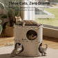 DownyPaws Cat House for Indoor Cats, 2-Storey Foldable Cat Bed Cave, Felt Cats Tunnel Bed Condo, Castle Kitten Cube Hideaway for Multicats, Scratch Resistant, Cream