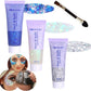 Body Glitter Face Glitter Gel: Singer Concerts Disco Festival Rave Accessories Face Glitter Makeup 150ml Chunky Sequins Mermaid Face Body Hair Glitter Gel (White&Silver&Blue)