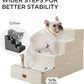 Made4Pets Dog Steps for Bed, Extra Wide Dog Stairs for High Bed Couch Sofa, 35D Foam Pet Steps for Small Dogs and Cats, Non-Slip Bottom Pet Stairs, Beige, 4 Steps