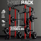 Mikolo Power Cage, Power Rack with Cable Crossover and Dual Independent Pulley System, 2200 Pounds Capacity Workout Cage with More Training Attachments, Squat Rack for Home Gym, PC07 Versions