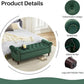 58.1'' Storage Bench Upholstered Velvet End of Bedroom Bed Bench Ottoman with Tufted Cushioned Rolled Arm Large Storage Space for Reading Living Room Entryway,Dark Green