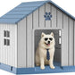 Vixzen 38in Large Outdoor Dog House,Durable Water Resistant Resin Dog House,Doghouse for Small to Large Dogs Indoor or Outside,with Air Vent and Elevated Floor,Blue