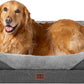 EHEYCIGA Memory Foam XL Dog Bed for XLarge Sized, Extra Large Orthopedic Dog Sofa with Sides and Waterproof Liner, Washable Bolster Pet Couch with Removable Cover, 48x35x7.5 Inch, Grey