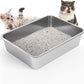 LIHONG Stainless Steel Cat Litter Box for Cat and Rabbit, Odor Control Litter Box Non Slip Rubber Feet. Odor Control, Non Stick, Never Bend 16" L x 12" W x 4" H
