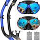 2 Pack Snorkeling Gear for Adults, Dry Snorkel, Mask Set Adult, Diving Scuba Mask, Scuba Gear, Swimming Goggles with Nose Cover, Swim Freediving Tempered Glass Panoramic View Travel Packages