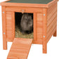 TRIXIE natura XS Small Animal House - Outdoor/Indoor Rabbit Hideout with Hinged Roof & Raised Floor - Solid Wood House with Entry Ramp, Weather-Resistant Home for Bunnies & Guinea Pigs - Brown