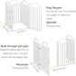 BHG Metal No-Assembly Freestanding Dog Gate with Door Walk Through, Extra Wide 96", Extra Tall 32" Pet Gate, Accordion Puppy Folding Playpen Dog Fence for Indoor & Outdoor, with 2PCS Support - White