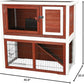 TRIXIE natura Outdoor Rabbit Hutch with Run - 2-Story Rabbit Cage with Non-Slip Ramp - Medium Elevated Small Animal House with Secure Playpen, Hinged Roof & Pull-Out Tray - in Auburn/White