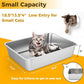 LIHONG Stainless Steel Cat Litter Box,Small Metal Litter Box for Small Cats Hamster Rabbits,No Smell,Non Stick,Easy to Clean(18" Lx14 Wx4 H,M)