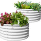 A ANLEOLIFE 2-Pack 4ft x 18” Tall Galvanized Raised Garden Beds Outdoor, Round Metal Planter Box for Planting Vegetables Flowers Herb, Anti-Rust & Easy-Setup, Antique White