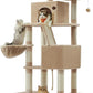Feandrea Cat Tree, 81.1-Inch Large Cat Tower with 13 Scratching Posts, 2 Perches, 2 Caves, Basket, Hammock, Pompoms, Multi-Level Plush Cat Condo for Indoor Cats, Camel Brown UPCT190K01