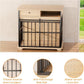 35.5" Dog Crate Furniture, Wooden Dog Crate Furniture for Medium Small Dogs, Wooden Dog Kennel End Table with Drawer and Open Shelves, Sliding Door Dog Kennel Furniture