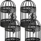Vela Lanterns Birdcage Decor Candle Holder Lantern Decorative Table Centerpiece Halloween Decorations, Black, Small, Set of 4