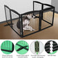 ZJSF Freestanding Dog Fence Indoor, Foldable Dog Gate for Doorways, Stairs or Hallways, Sturdy Wood Extra Wide Pet Gate with Support Feet for The House, Black, 32 "Height-6 Panels