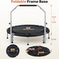 BCAN 40/48" Foldable Mini Trampoline Max Load 330lbs/440lbs, Fitness Rebounder with Adjustable Foam Handle, Exercise Trampoline for Adults Indoor/Garden Workout