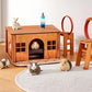 Guinea Pig Houses and Hideouts, Hamster House Hideout, Wooden Small Animal House with Windows, Large Guinea Pig Hideout Castle for Hamsters Small Bunny Chinchillas Playing Hiding