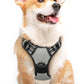 Eagloo Dog Harness Medium Sized Dog, No Pull Service Vest with Reflective Strips and Control Handle, Adjustable and Comfortable for Easy Walking, No Choke Pet Harness with 2 Metal Rings, Grey, M