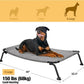Veehoo Outdoor Elevated Dog Bed, Cooling Raised Dog Cot Bed XL, Portable Waterproof Curved Dogs Hammock Beds for Outside, up to 150lbs, Black Legs, Black Silver 49"