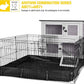Aivituvin 2-Tier Rabbit Hutch with Tarp Door and Wheels Bunny Cage Indoor Outdoor Guinea Pig Cage Expandable with Pet Playpen 36" L, Grey