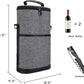 ALLCAMP 2 Bottle Wine Tote Carrier - Insulated Portable Padded Canvas Wine Bag for Travel, BYOB Restaurant, Wine Tasting, Party, Great Christmas Day Gift for Wine Lover，Gray