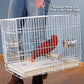 Durable Easy Portable Metal Travel or Veterinary Collapsable Parrot Bird Carrier Beaks Proof Cage with Stainless Steel Feeder Bowls Natural Wooden Perch Stand