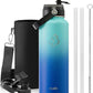BUZIO Insulated Water Bottle with Straw, 40 oz Stainless Steel Sports Wide Mouth Water Bottle, BPA-Free Flex Cap and Straw Lid, Wide Mouth BPA-Free Sweat-Proof Sports Water Flask, Keep Hot Cold