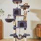 Taoqimiao Cat Tree, 71.7-Inch Cat Tower for Indoor Cats, Plush Multi-Level Cat Condo with 13 Scratching Posts, 2 Perches, 2 Caves, Hammock, 2 Pompoms,Smoky Gray MS013LG