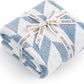Snuggle Sac Chevron Throw Blanket for Couch, Reversible Super Soft Warm Blankets Cozy Knit Fuzzy Plush Lightweight Throws for Sofa, Bed, Camping, Blue, 50x60 inches