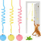 Potaroma Hanging Fluffy Cat Catnip Ball Toys 3 Pcs with Bell, Interactive Cat Teaser Retractable Toys Indoor Kitten Play Chase Exercise Physical Stimulation