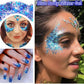 Go Ho Blue Face Body Glitter,Halloween Blue Face Paint Sparkling Mermaid Glitter Gel,Holographic Chunky Sequins Glitters for Eye Lip Hair Nails,Festival Rave Accessories
