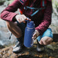 32 oz Glass Water Bottle with Straw and Handle, Sports Motivational Water Flask with Silicone Sleeve, Large Leakproof Water Flask Cup with Time Marker for Travel, Gym, Black