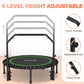 BCAN 40"/48" Foldable Mini Trampoline with Resistance Band, 450 LBS Adult Fitness Trampoline with Bungees, U Shape Adjustable Foam Handle, Stable & Quiet Indoor/Garden