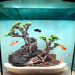 Novelsite Fish Tank Decor- Bonsai Trees with Faux Moss- Aquarium Rocks Aquascaping- Made of Sandstone, Goldfish Betta Fish Tank Decorations Hides Accessories