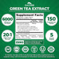 Zazzee Extra Strength Green Tea 20:1 Extract, 6000 mg Strength, 50% EGCG, 98% Polyphenols and 80% Catcehins, 150 Vegan Capsules, 5 Month Supply, Standardized and Concentrated 20X Potency, Non-GMO