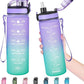 Enerbone Water Bottle, Leakproof BPA & Toxic Free, Motivational Water Bottle with Times to Drink and Straw, Fitness Sports Water Bottle with Strap for Office, Gym, Outdoor Sports