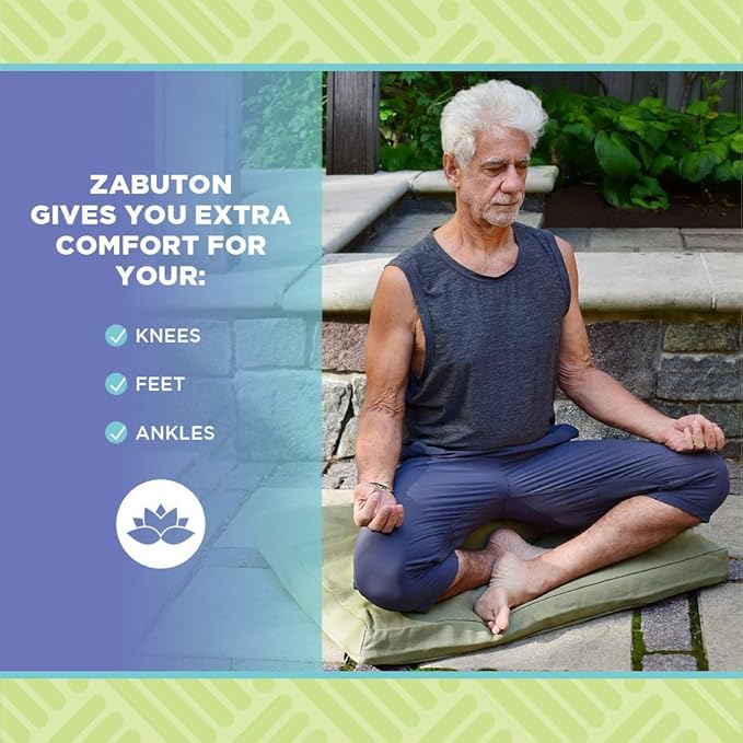 BEAN PRODUCTS MEDITATION CUSHION - Zabuton Meditation Pillows for Sitting on Floor, Yoga Cushion, Cotton Yoga Pillow, Zen Kneeling Prayer Pad- MADE IN USA - Standard 24x24x2, AQUA