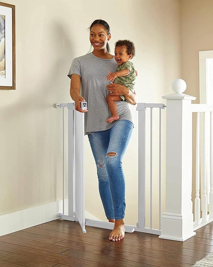 Cumbor 36" Extra Tall Baby Gate for Dogs and Kids with Wide 2-Way Door, 29.7-40.6" Width, and Auto Close Personal Safety for Babies and Pets, Fits Doorways, Stairs, and Entryways