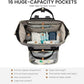 LOVEVOOK Diaper Bag Backpack, Baby Bag with Changing Station, Large Diaper Backpack for Mom Dads, Waterproof Leather Mommy Bag for Boy and Girl, Travel Essential Baby Shower, Black-Grey