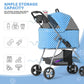 Magshion Foldable Pet Stroller, 3-in-1 Dog Travel Jogger with Detachable Carrier, Cup Holder, Storage Basket, Folding Carrier for Small/Medium Dogs & Cats Up to 33 lbs, Sky Blue Polka Dots