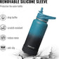 64oz Insulated Water Bottle with Straw, Half Gallon Stainless Steel Vacuum Water Jug, Large Thermal Water Bottle Flask with Leakproof 3 Lids for Travel, Camping, Gym Sports Light Blue