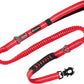 Heavy Duty Bungee Dog Leashes, 4-6FT Shock Absorbing Tactical Dog Leash with 2 Padded Handles, Metal Carabiner Clip, No Pull Reflective Dog Leash for Medium Large Dogs (Red)