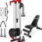 Wall Mount Cable Station, WM1 Cable Crossover Machine with 17 Positions, High and Low Cable Crossover Machine with Removable Footplate for Garage Home Gym